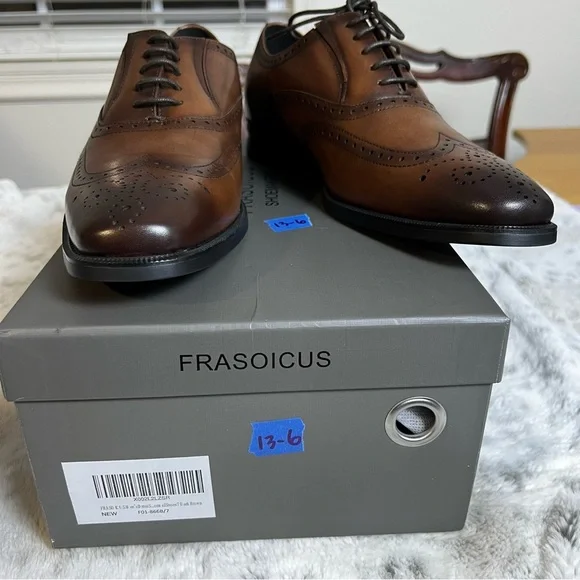 New Men’s Brown Leather Oxford Dress Shoes sz 7 / 38 - Picture 5 of 13